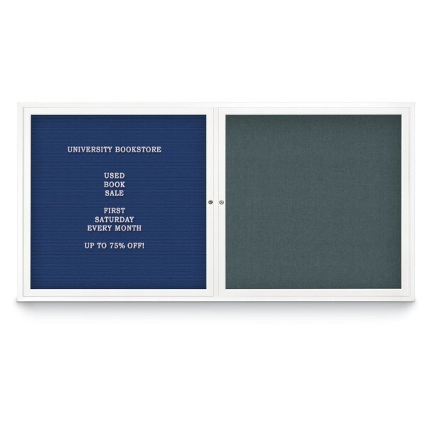 Corkboard, Single Door, Radius Frame, 18x24", Bronze/Surf